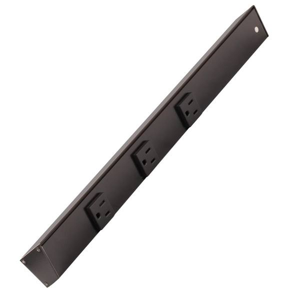 18" 15 amp 120 volt Black Under Cabinet Power Strip